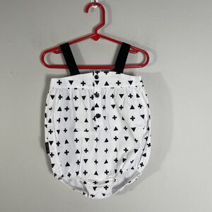 Tiny Tribe Australia Baby Girls Geo Print Bubble Romper Size 12M White Black